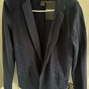 Navy Blazer with Subtle Pattern